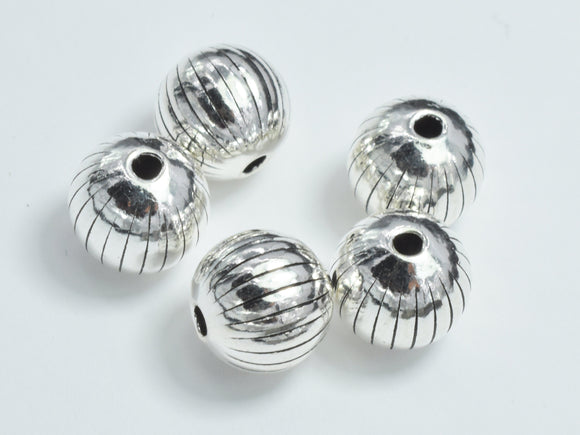 2pcs 925 Sterling Silver Beads-Antique Silver, 8mm Round, Spacer Beads-BeadDirect