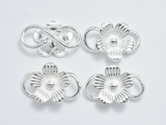 1pc 925 Sterling Silver Bead Connector, Flower Connector, Flower Link, Opened S Wire, 17x11mm-BeadDirect