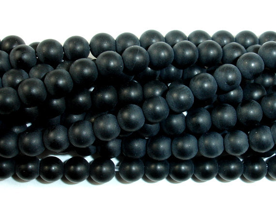 Matte Black Onyx Beads, Round, 4mm-BeadDirect