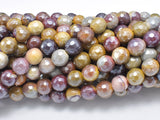 Mystic Coated Mookaite, 8mm Faceted Round, AB Coated-Gems: Round & Faceted-BeadDirect