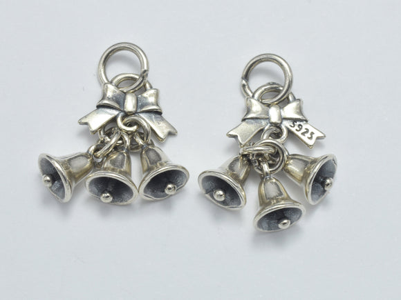 1pc 925 Sterling Silver Charm-Antique Silver, Bell Charm, Approx. 21x12mm, 6mm Bell-BeadDirect
