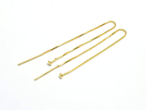 4pcs 24K Gold Vermeil Ear Wire, 925 Sterling Silver Ear Wire, 90mm Long Chain Ear wire-Metal Findings & Charms-BeadDirect