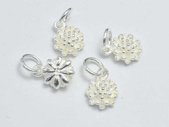 2pcs 925 Sterling Silver Charms, Flower Charms, 8mm-BeadDirect