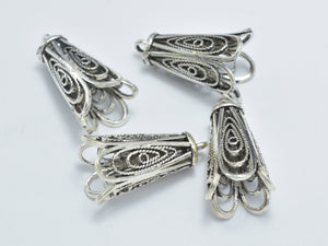 1pc 925 Sterling Silver Bead Cap, Bead Cone-Antique Silver, 19x10mm Filigree Bead Cap-Metal Findings & Charms-BeadDirect
