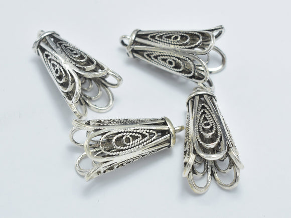1pc 925 Sterling Silver Bead Cap, Bead Cone-Antique Silver, 19x10mm Filigree Bead Cap-Metal Findings & Charms-BeadDirect