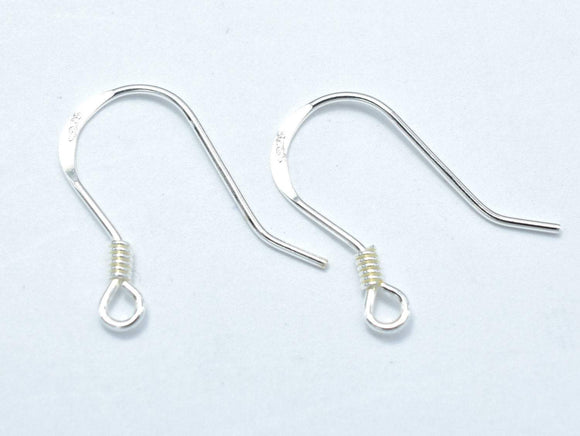 10pcs 925 Sterling Silver Earwire, Earring Hook, Fishhook, 15x10mm, 0.60mm(23gauge), 2mm Coil-Metal Findings & Charms-BeadDirect