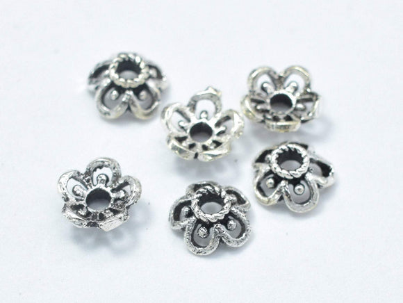 10pcs 925 Sterling Silver Bead Caps-Antique Silver, 5.5x2.4mm Flower Bead Caps-Metal Findings & Charms-BeadDirect