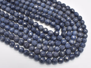 Blue Sapphire Beads, 6mm (6.4mm) Faceted Round, 18 Inch-Gems: Round & Faceted-BeadDirect