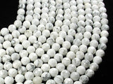 White Howlite Beads, Faceted Round, 8mm, 15 Inch-BeadDirect