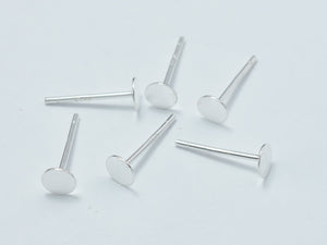 20pcs (10pairs) 925 Sterling Silver Flat Pad Earring Stud Post-Metal Findings & Charms-BeadDirect