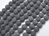 Unwaxed Black Gray Lava, 6mm (6.5mm) Round-Gems: Round & Faceted-BeadDirect