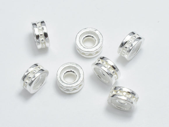 10pcs 925 Sterling Silver Beads, 5mm Rondelle Beads, Big Hole Spacer Beads, 5x2.4mm-BeadDirect