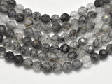 Black Rutilated Quartz Beads, 3mm (2.8mm) Faceted Micro Round-Gems: Round & Faceted-BeadDirect