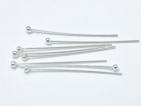 10pcs 925 Sterling Silver Ball Head Pin, 30mm, 0.6mm(23gauge), Ball 1.6mm-Metal Findings & Charms-BeadDirect