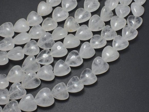 Clear Quartz 10mm Heart Beads, 14.5 Inch