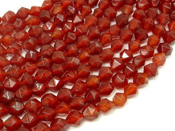 Carnelian Beads, 8mm (7.5mm) Star Cut Faceted Round Beads-Gems: Round & Faceted-BeadDirect