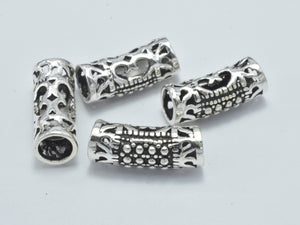 2pcs 925 Sterling Silver Tube-Antique Silver, Filigree Curved Tube, 5.5x14mm-Metal Findings & Charms-BeadDirect