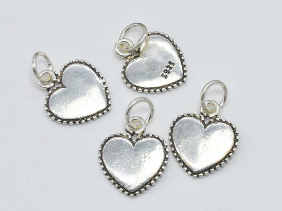 2pcs 925 Sterling Silver Charm-Antique Silver, Heart Charm, 12mm-BeadDirect