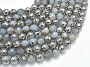 Mystic Coated Banded Agate - Gray & Silver, 6mm, Faceted-BeadDirect