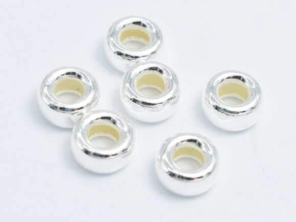 8pcs 925 Sterling Silver Beads, 6mm (6.4mm) Rondelle Spacer-BeadDirect