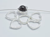 4pcs 925 Sterling Silver Heart Bead Frames, 12x11mm Heart-Metal Findings & Charms-BeadDirect