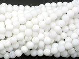 Matte White Jade Beads, 6mm (6.4mm) Round Beads-Gems: Round & Faceted-BeadDirect