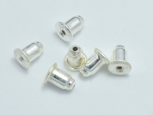 10pcs 925 Sterling Silver Ear Nuts, Bullet Ear Backs, Earring Stoppers, 4.2x5.2mm-BeadDirect