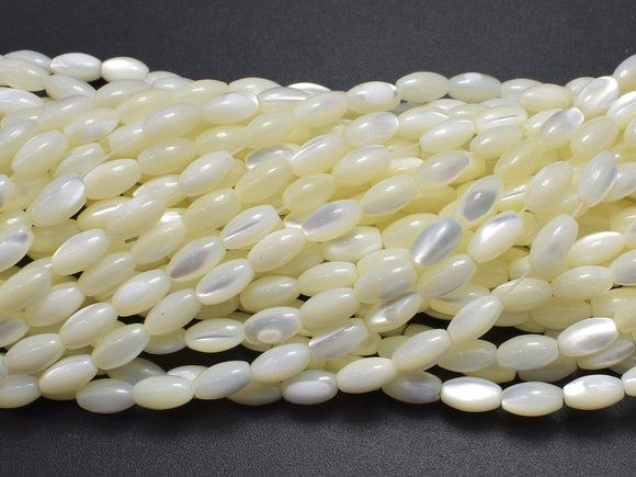Mother of Pearl, MOP, White, 4x7mm Rice-BeadDirect