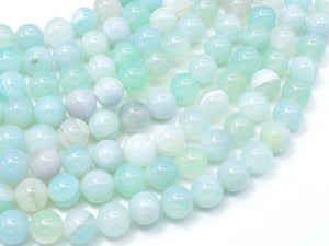 Banded Agate Beads, Striped Agate, Light Blue, 8mm Round Beads-Agate: Round & Faceted-BeadDirect