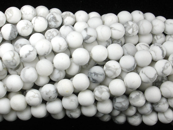 Matte White Howlite Beads, Round, 6mm-BeadDirect