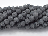 Unwaxed Black Gray Lava, 10mm (10.5mm) Round-Gems: Round & Faceted-BeadDirect