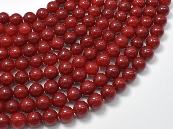 Jade Beads, Red, 8mm Round Beads-BeadDirect