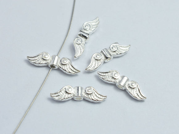 4pcs 925 Sterling Silver Angel Wing Beads, 14x3.6mm-BeadDirect