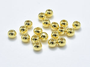 30pcs 24K Gold Vermeil 3mm Round Beads, 925 Sterling Silver Beads-Metal Findings & Charms-BeadDirect