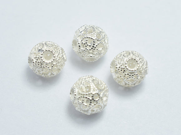 2pcs 925 Sterling Silver Beads, 7.5mm Filigree Round-BeadDirect