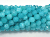 Jade - Teal, 8mm Faceted Star Cut Round-BeadDirect