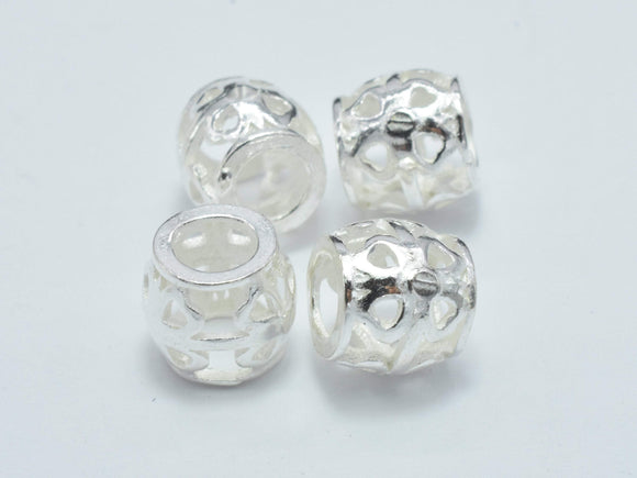 2pcs 925 Sterling Silver Beads, Filigree Drum Beads, Big Hole Spacer Beads, 7.6x7mm-Metal Findings & Charms-BeadDirect