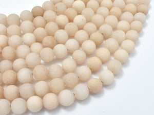 Matte Jade Beads, Cream White, 8mm (8.4mm) Round-Gems: Round & Faceted-BeadDirect