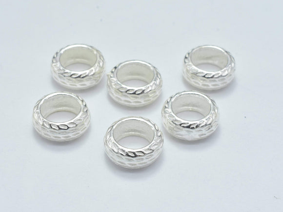 8pcs 925 Sterling Silver Beads, 6mm Rondelle Beads, Big Hole Spacer Beads, 6x2.5mm-Metal Findings & Charms-BeadDirect