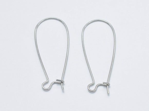 20pcs Kidney Earwire, Earring Hooks, Silver Plated, 33x14mm-Metal Findings & Charms-BeadDirect