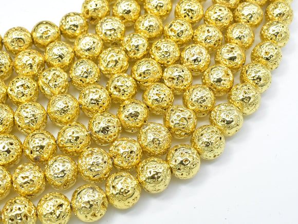 Lava-Gold Plated, 10mm (10.5mm) Round-Gems: Round & Faceted-BeadDirect