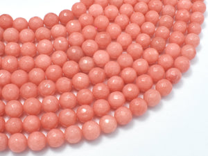 Jade Beads, Salmon Pink, 8mm Faceted Round-Gems: Round & Faceted-BeadDirect