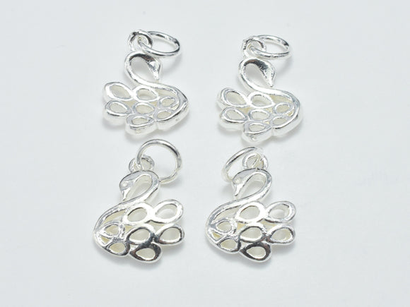 2pcs 925 Sterling Silver Charms, Swan Charm, 10x13mm-Metal Findings & Charms-BeadDirect