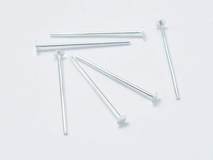 20pcs 925 Sterling Silver Head Pin, 15mm, 0.6mm(23gauge)-Metal Findings & Charms-BeadDirect