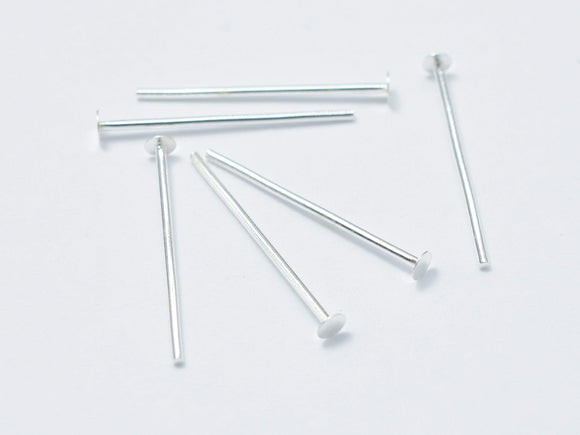 20pcs 925 Sterling Silver Head Pin, 15mm, 0.6mm(23gauge)-Metal Findings & Charms-BeadDirect