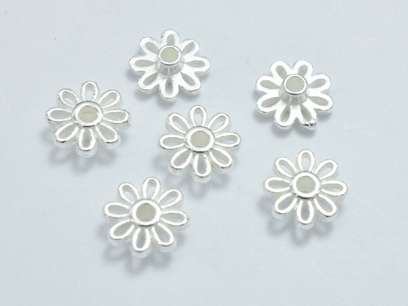 8pcs 925 Sterling Silver Beads - Flower, 7mm-BeadDirect