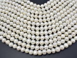 Fresh Water Pearl Beads-White, Approx 9-10mm Potato Beads-Pearls & Glass-BeadDirect