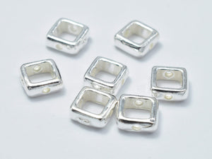 4pcs 925 Sterling Silver Square Bead Frames, 6.3mm-Metal Findings & Charms-BeadDirect