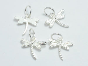4pcs 925 Sterling Silver Charms, Dragonfly Charms, 12x11mm-BeadDirect
