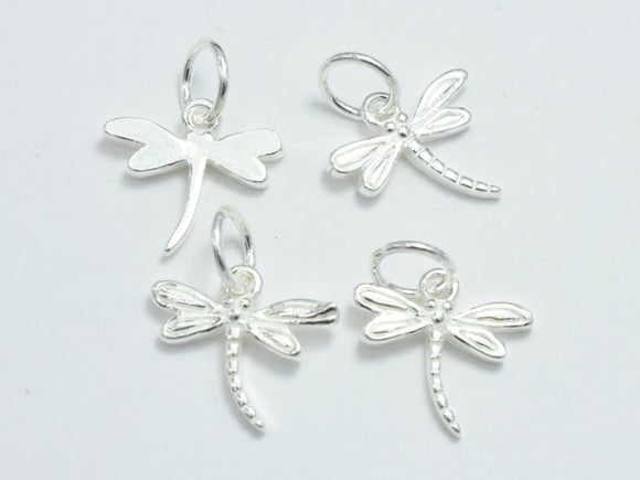 4pcs 925 Sterling Silver Charms, Dragonfly Charms, 12x11mm-BeadDirect